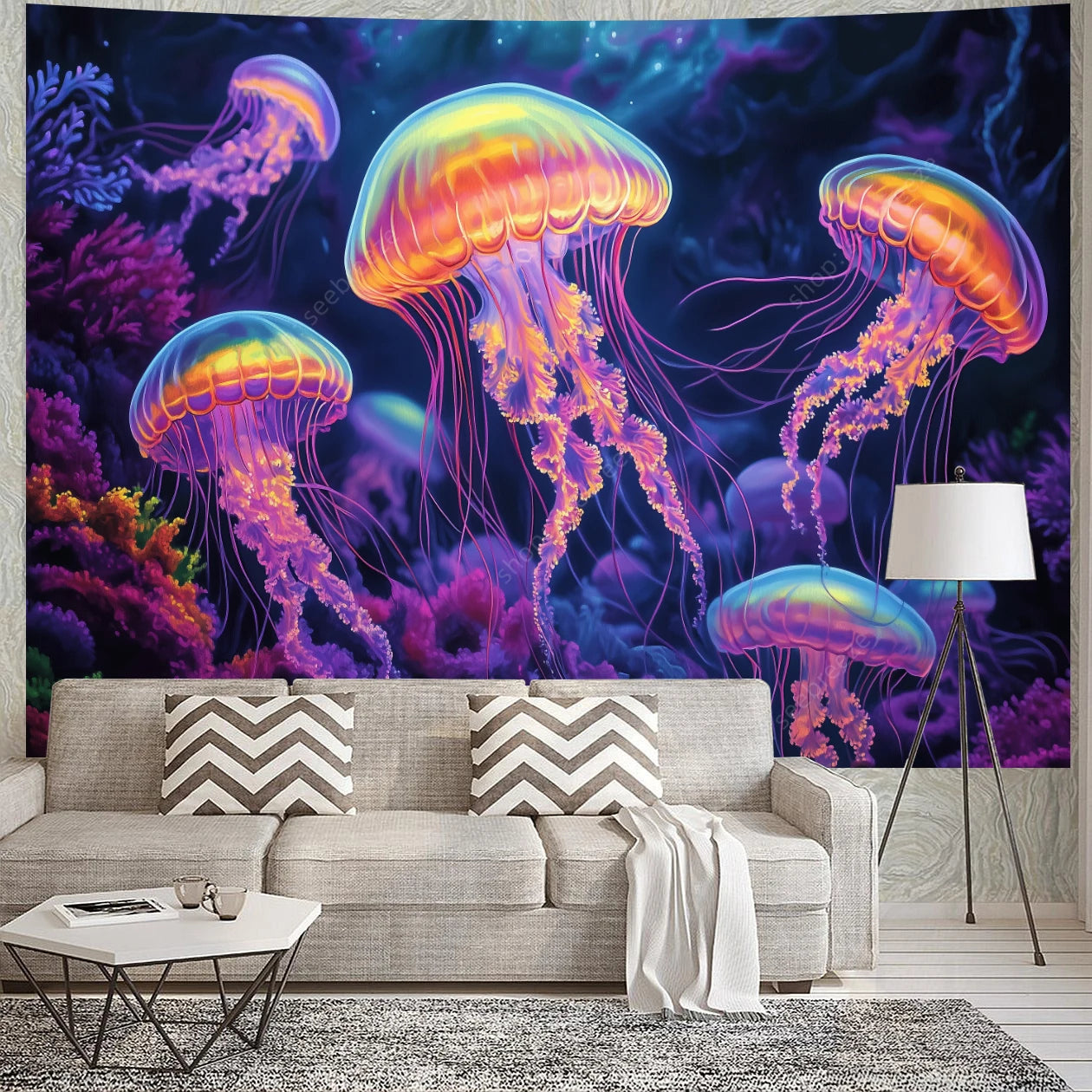 Jellyfish UV Reactive Tapestries