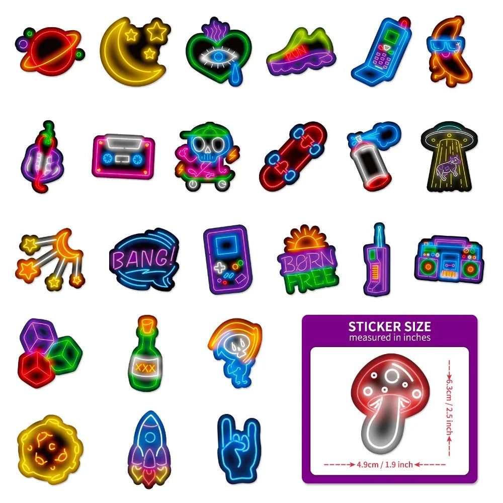 50PCS Neon Stickers