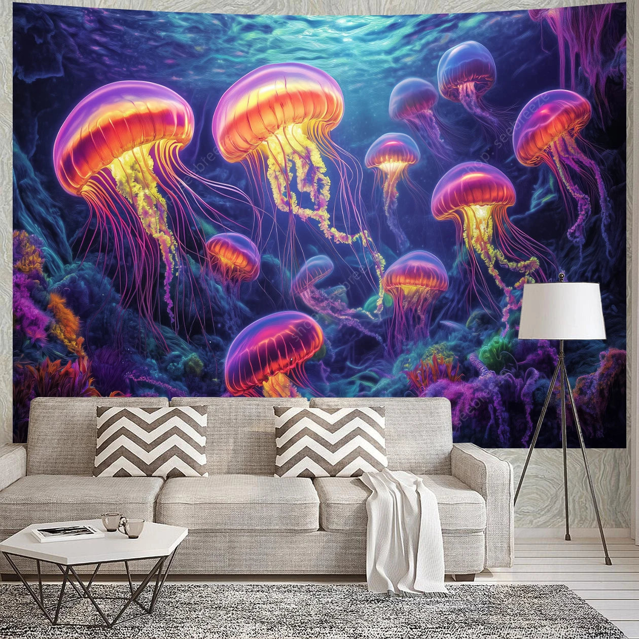 Jellyfish UV Reactive Tapestries