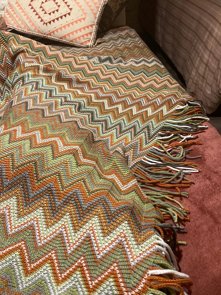 Heavy Knitted Blankets with Tassels