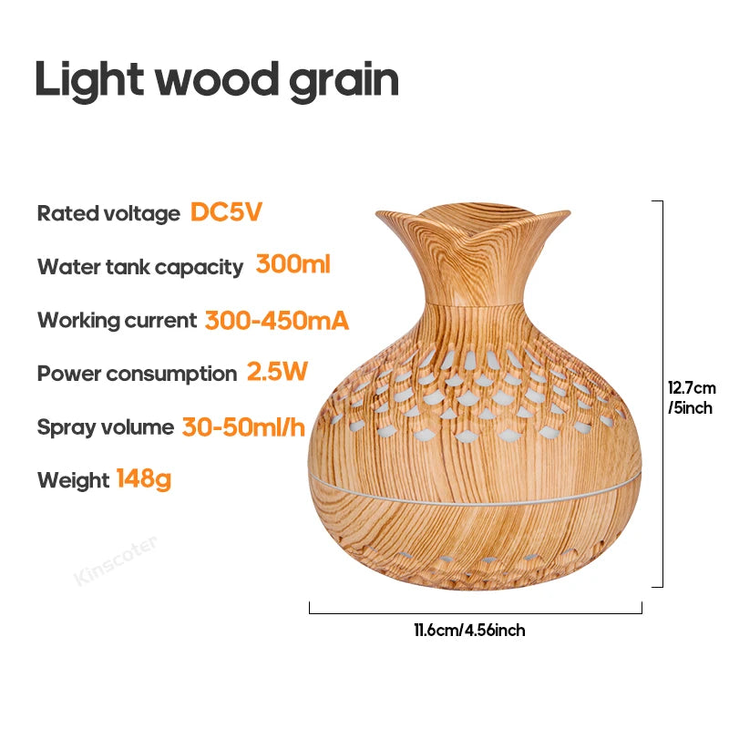 Wood Grain 300ml Essential Oil Diffuser