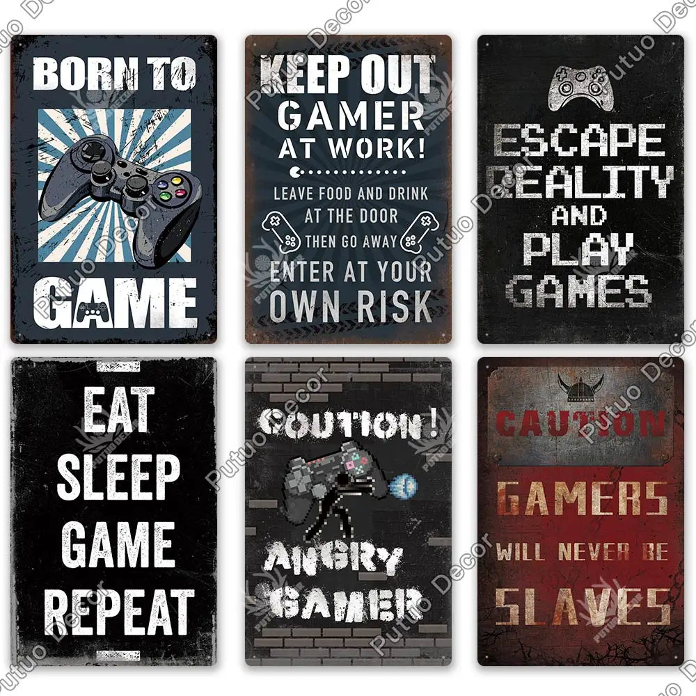 Funny Gamer Metal Signs