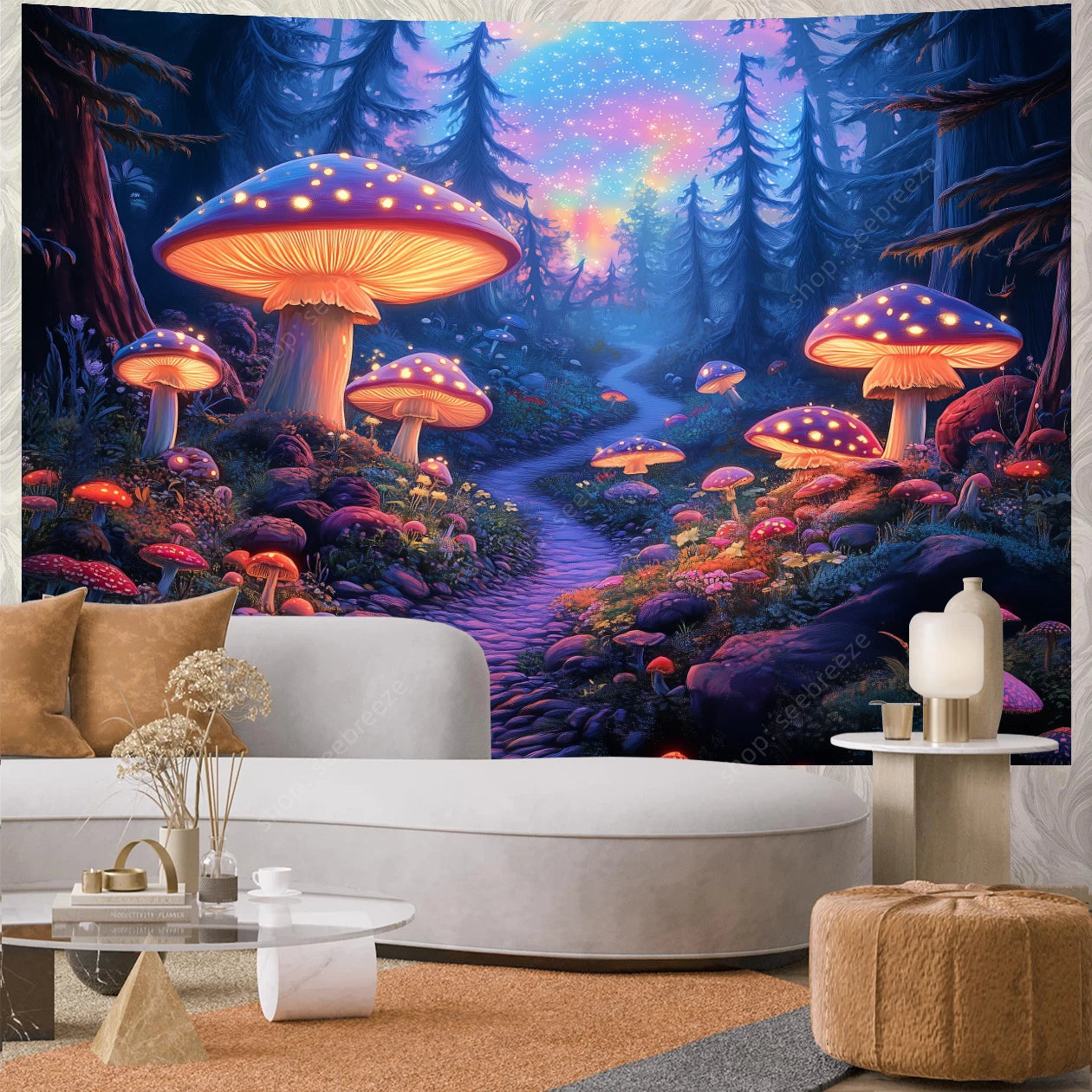 Mushroom Forest UV Reactive Tapestries