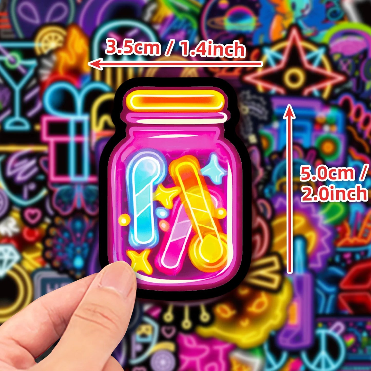 50pcs Cool Neon Graffiti Stickers