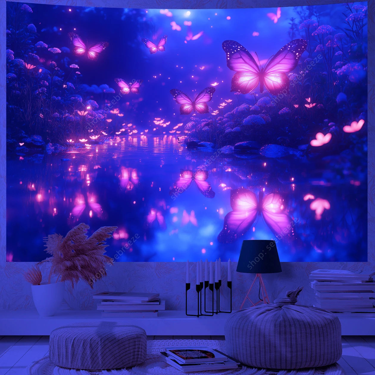 Butterfly UV Reactive Psychedelic Tapestries