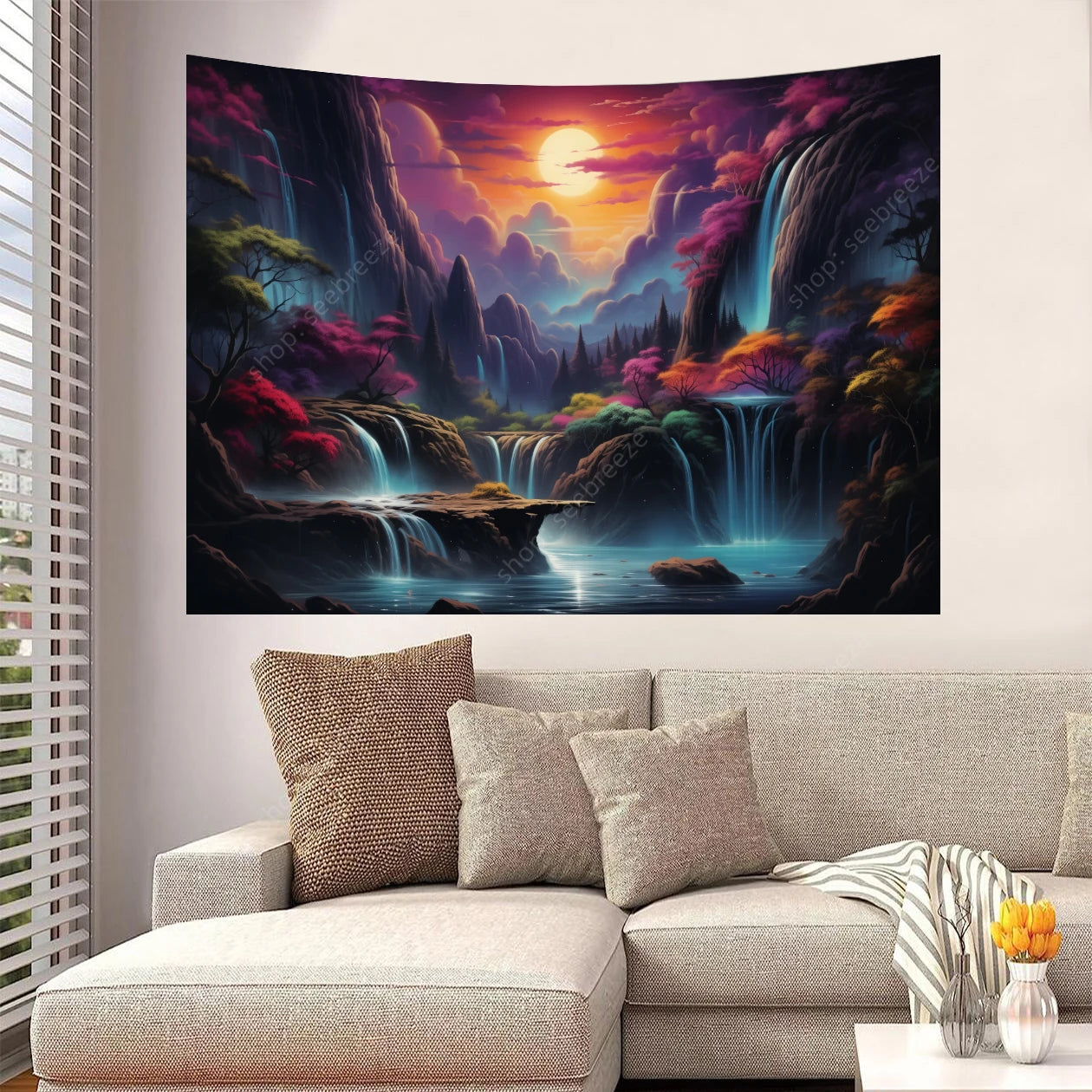 Galaxy Space Landscape UV Reactive Tapestries