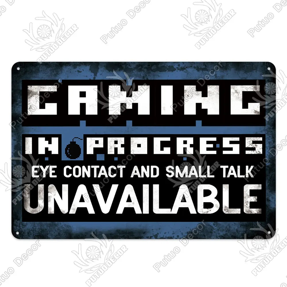 Funny Gamer Metal Signs