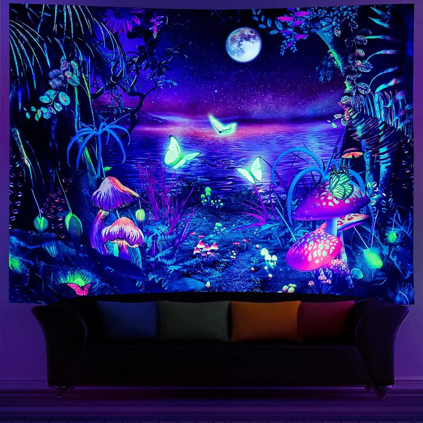 UV reactive psychedelic tapestries