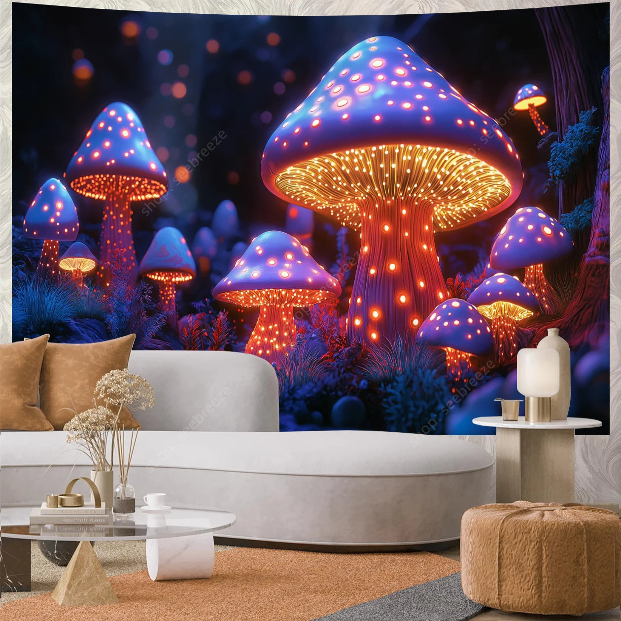 Mushroom Forest UV Reactive Tapestries