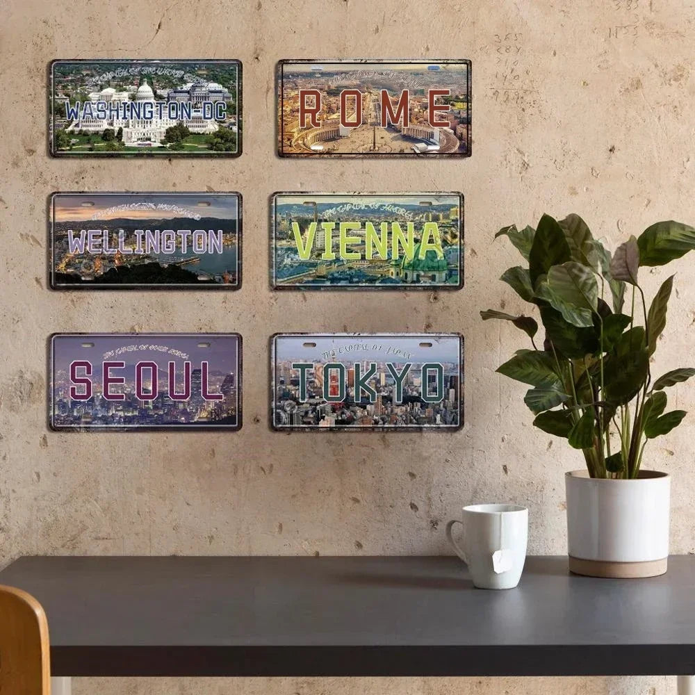 Capital City License Plate Metal Signs