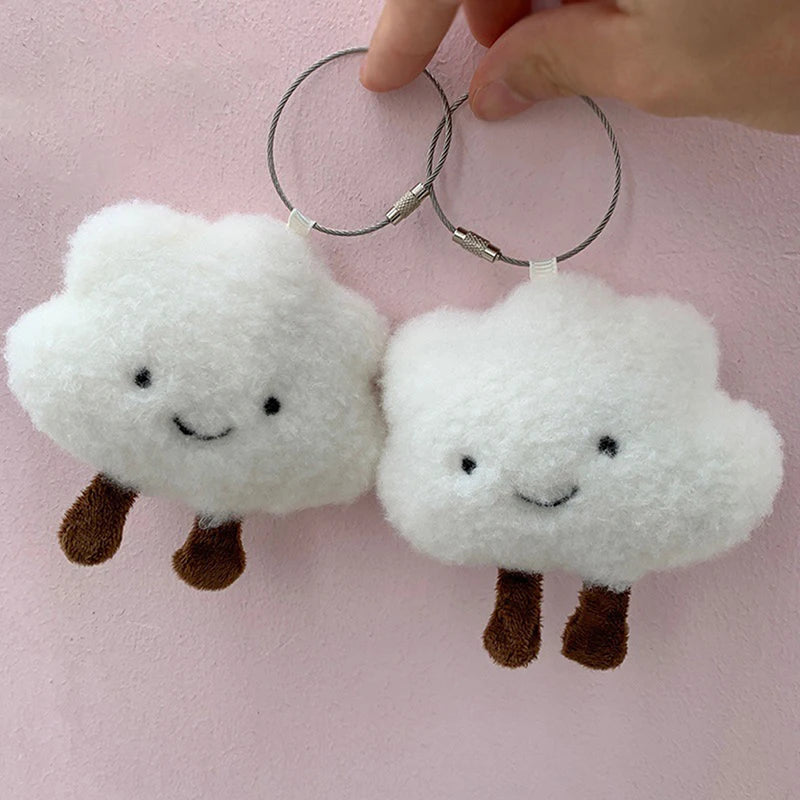 Cute Plush White Cloud Keychain