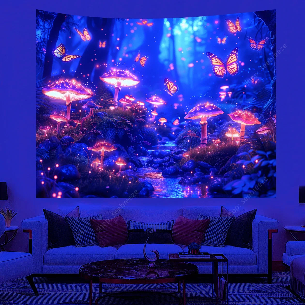 UV reactive Night Forest Tapestries