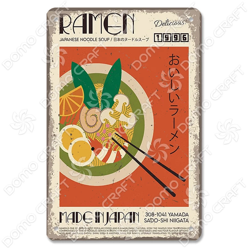 Vintage Japanese Foods Metal Signs