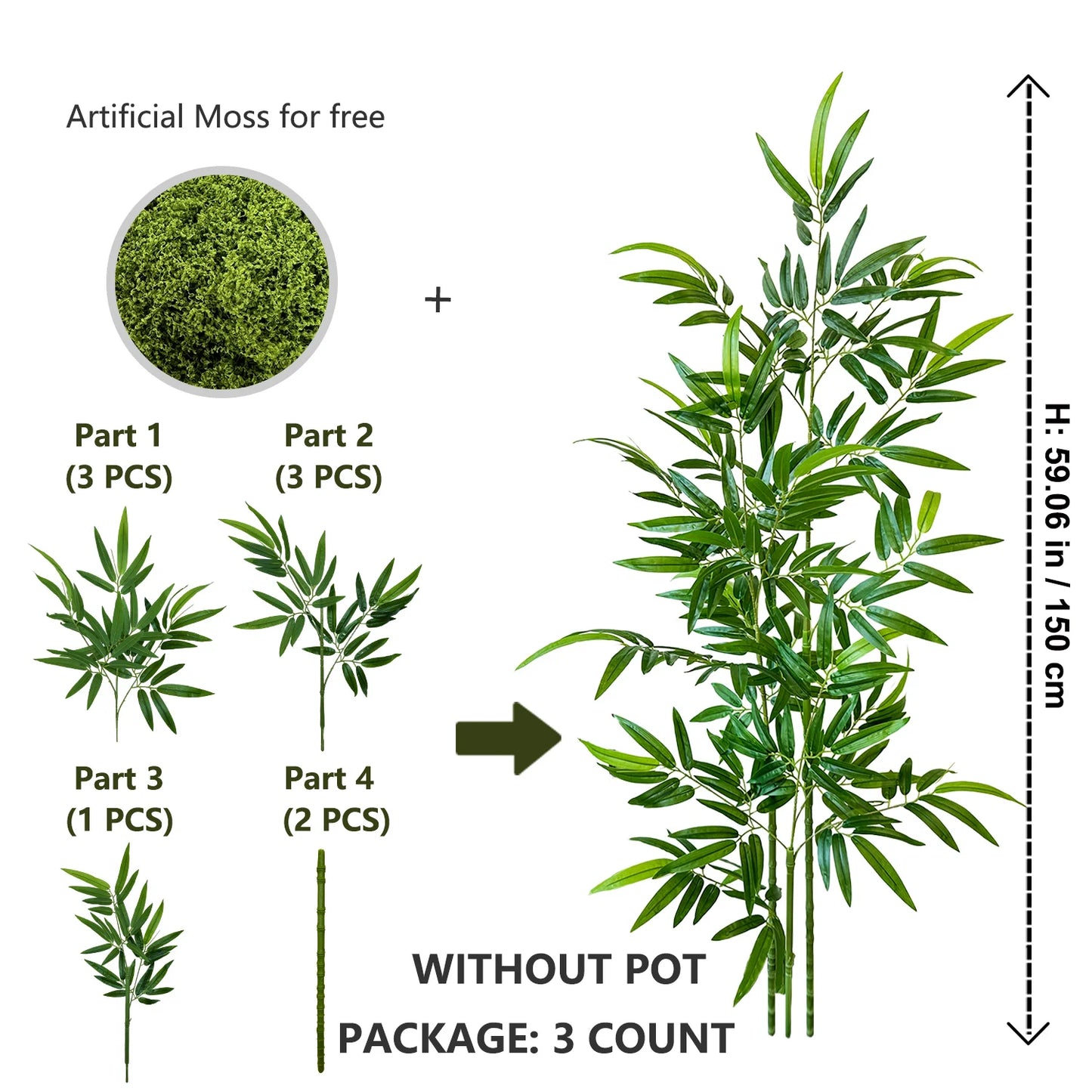 Artificial Green Bamboo Branches