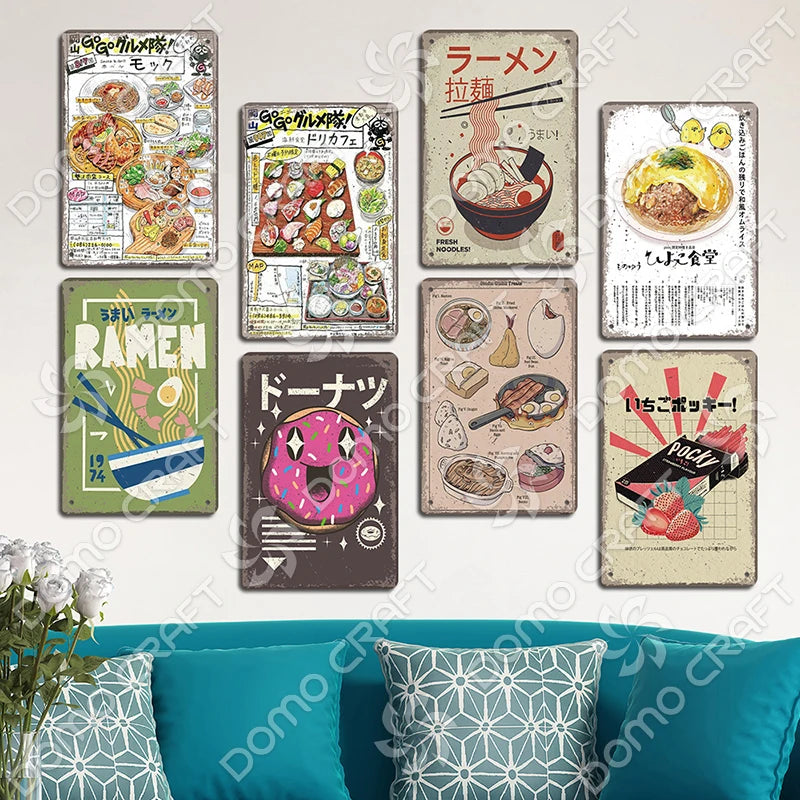 Vintage Japanese Foods Metal Signs