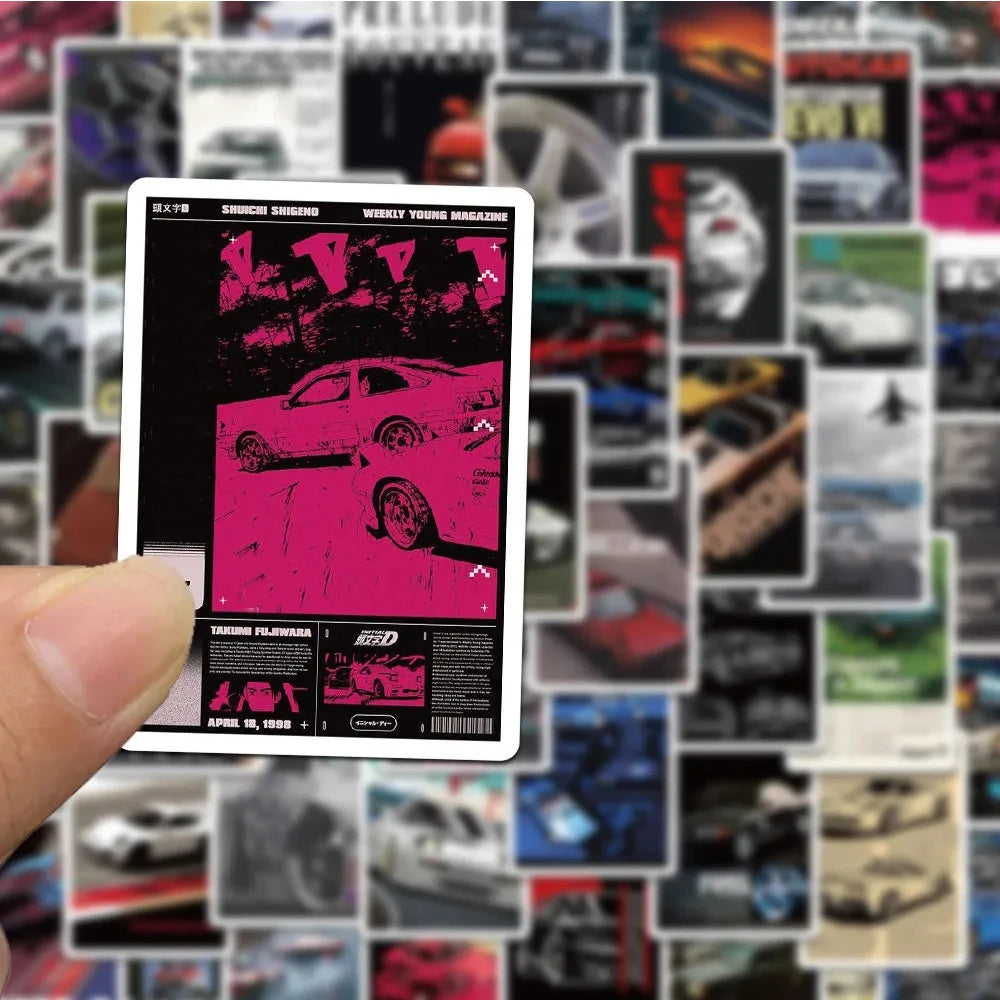 Retro Race Car Poster Stickers