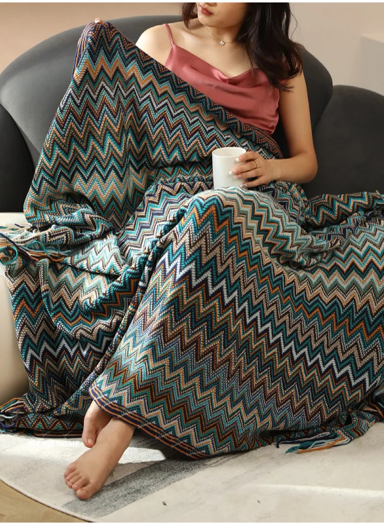 Heavy Knitted Blankets with Tassels