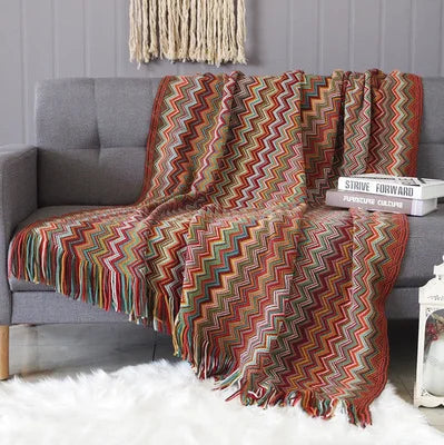 Heavy Knitted Blankets with Tassels