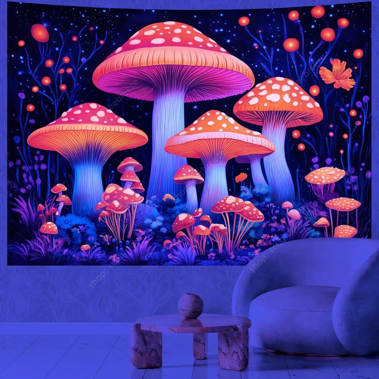 Mushroom Forest UV Reactive Tapestries