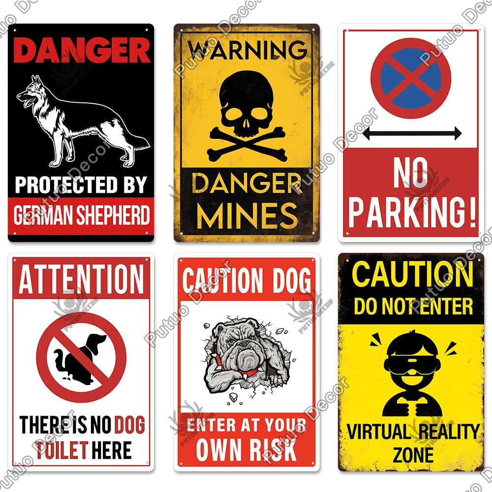 Warning/Danger Vintage Metal Signs