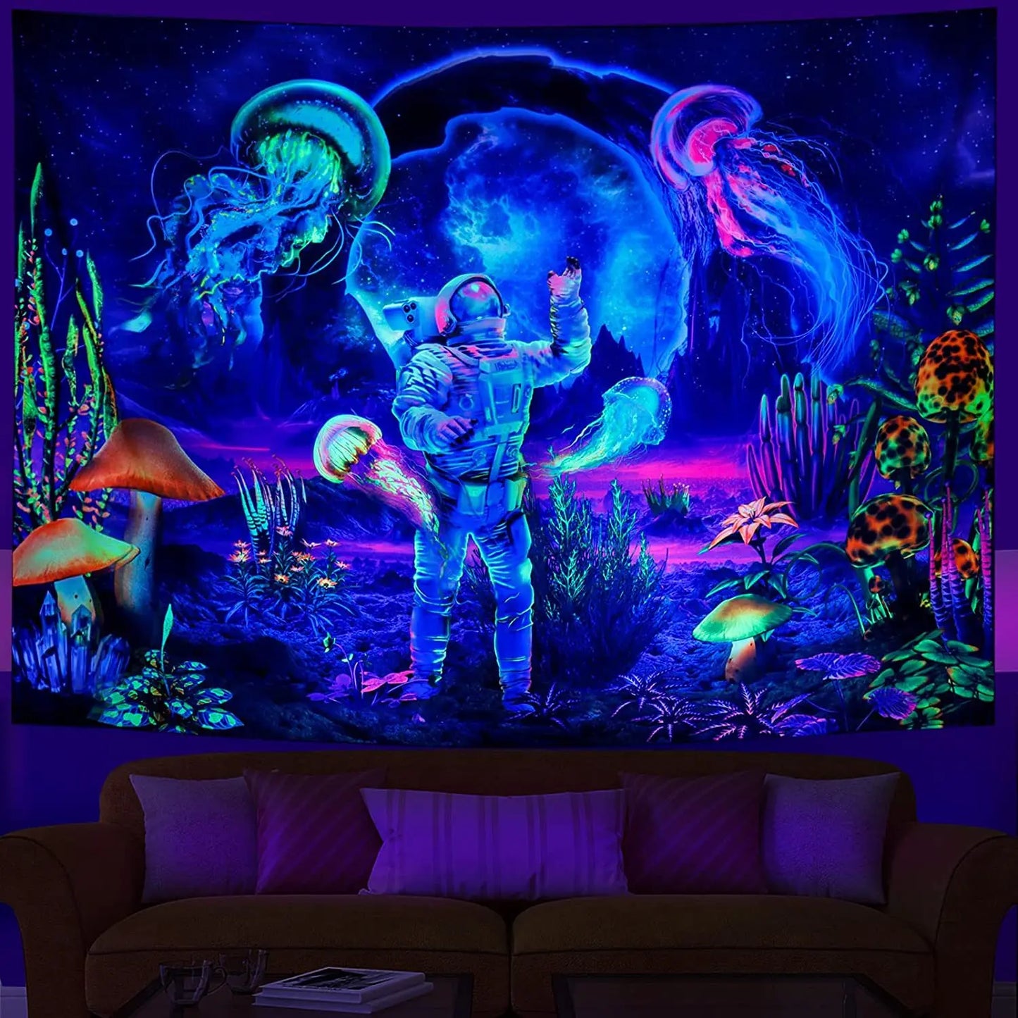 UV reactive psychedelic tapestries