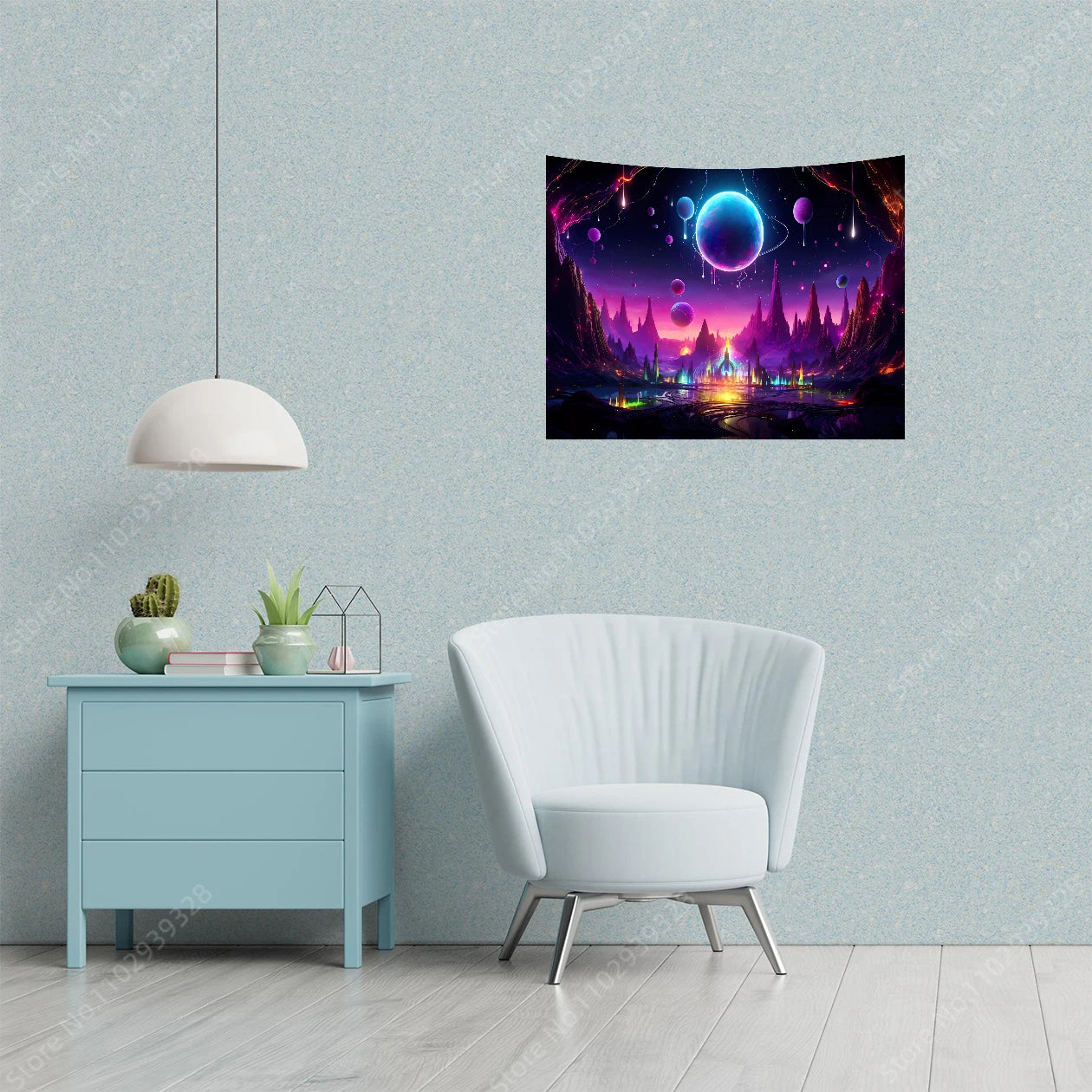 Galaxy Space Landscape UV Reactive Tapestries