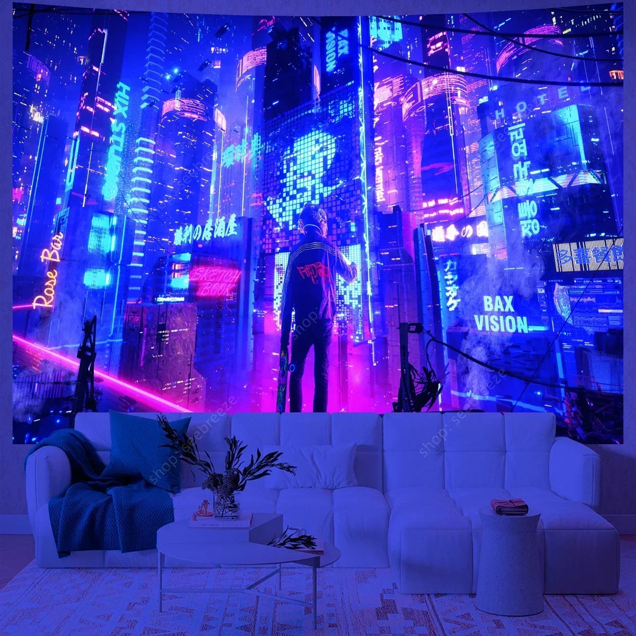 City Skyscrapers UV Reactive Tapestries