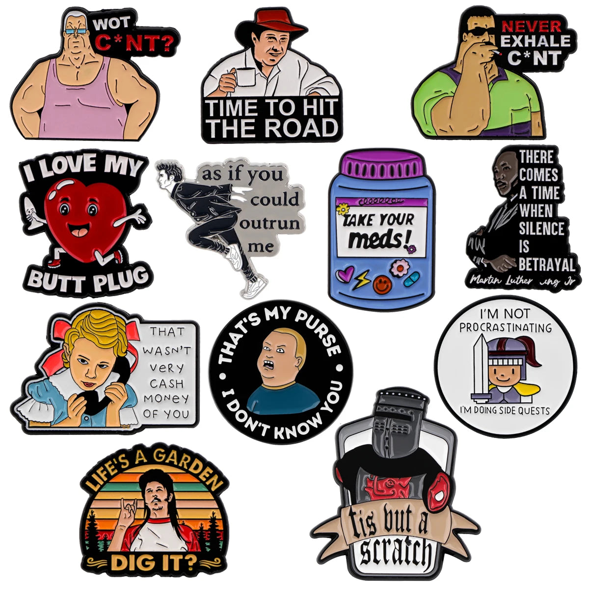 Funny Phrase Enamel Pins