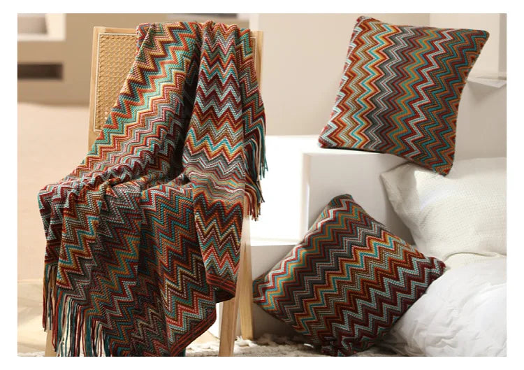 Heavy Knitted Blankets with Tassels