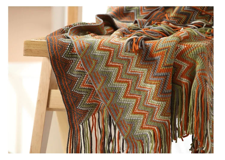 Heavy Knitted Blankets with Tassels