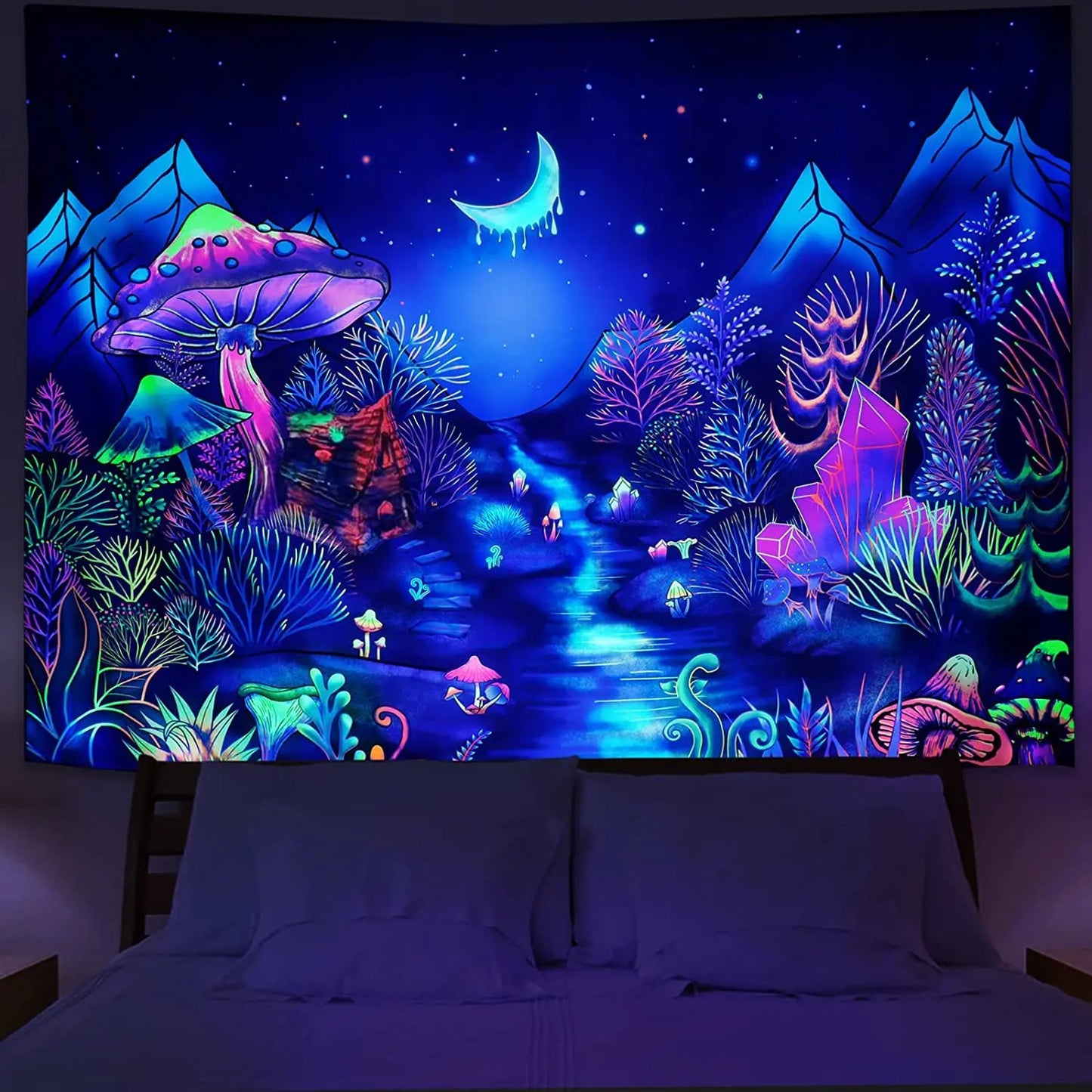 UV reactive psychedelic tapestries