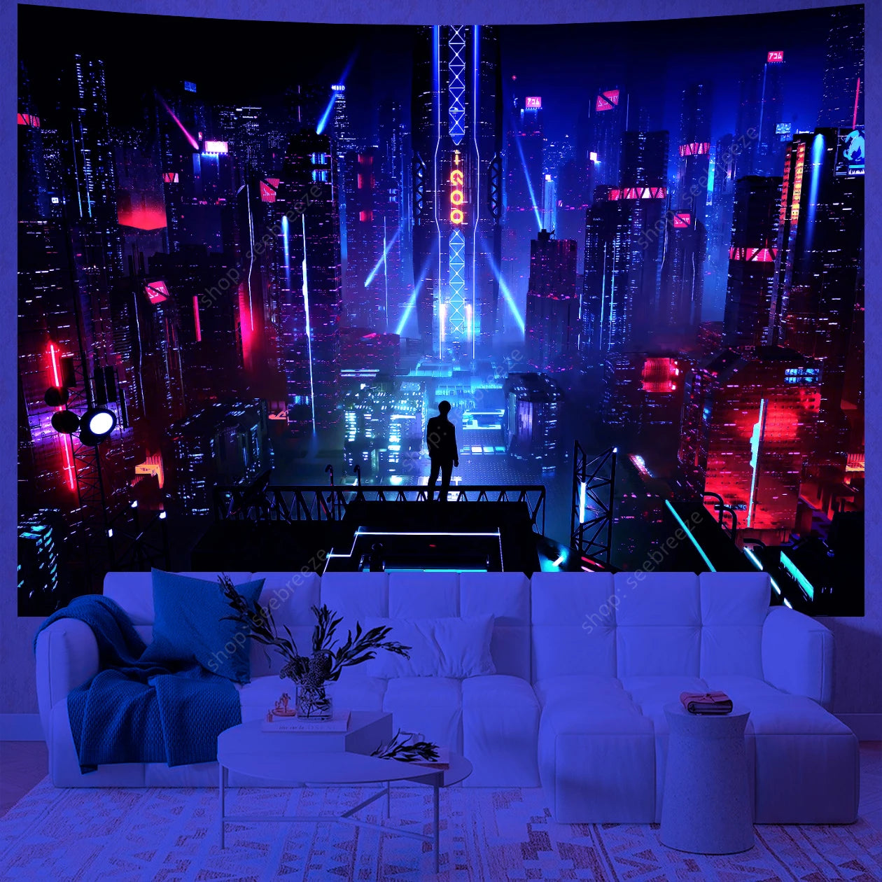 City Skyscrapers UV Reactive Tapestries