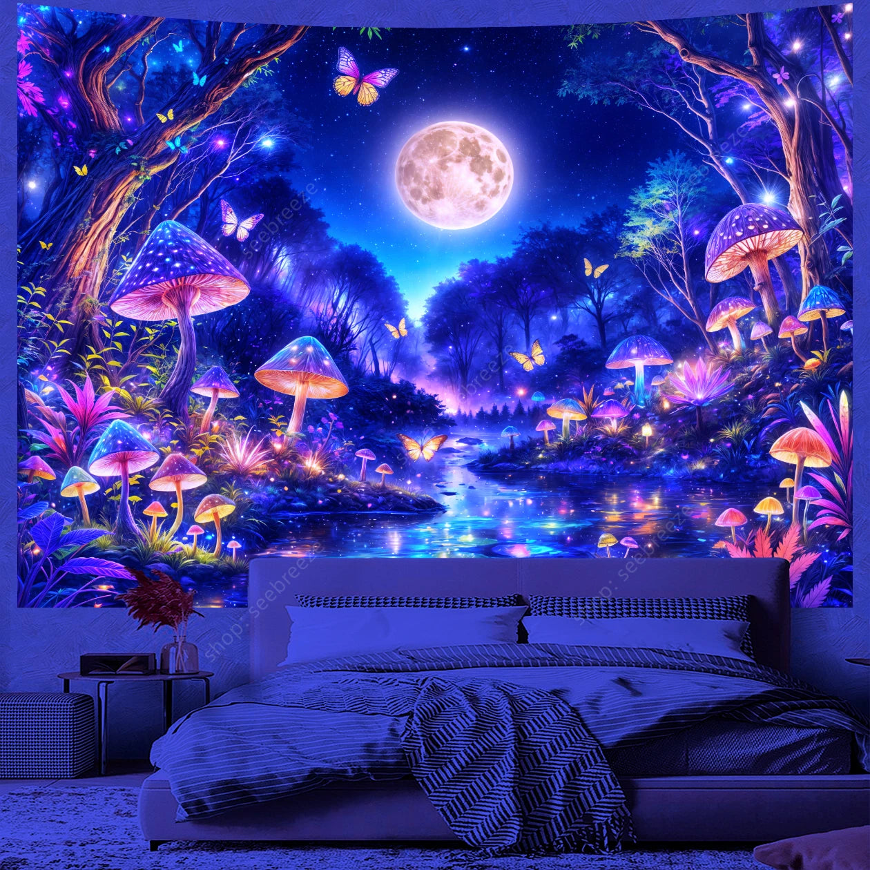 UV reactive Night Forest Tapestries