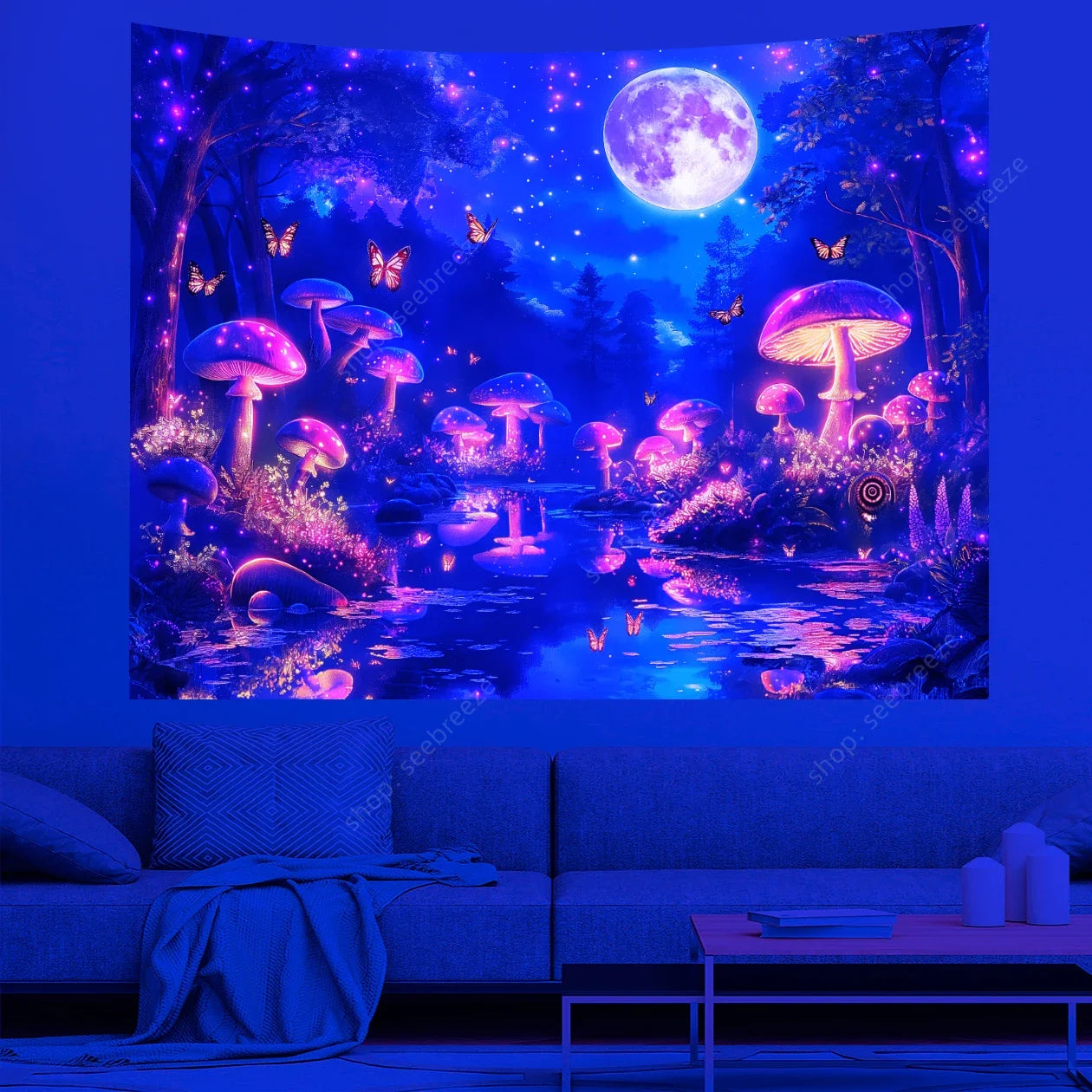 UV reactive Night Forest Tapestries
