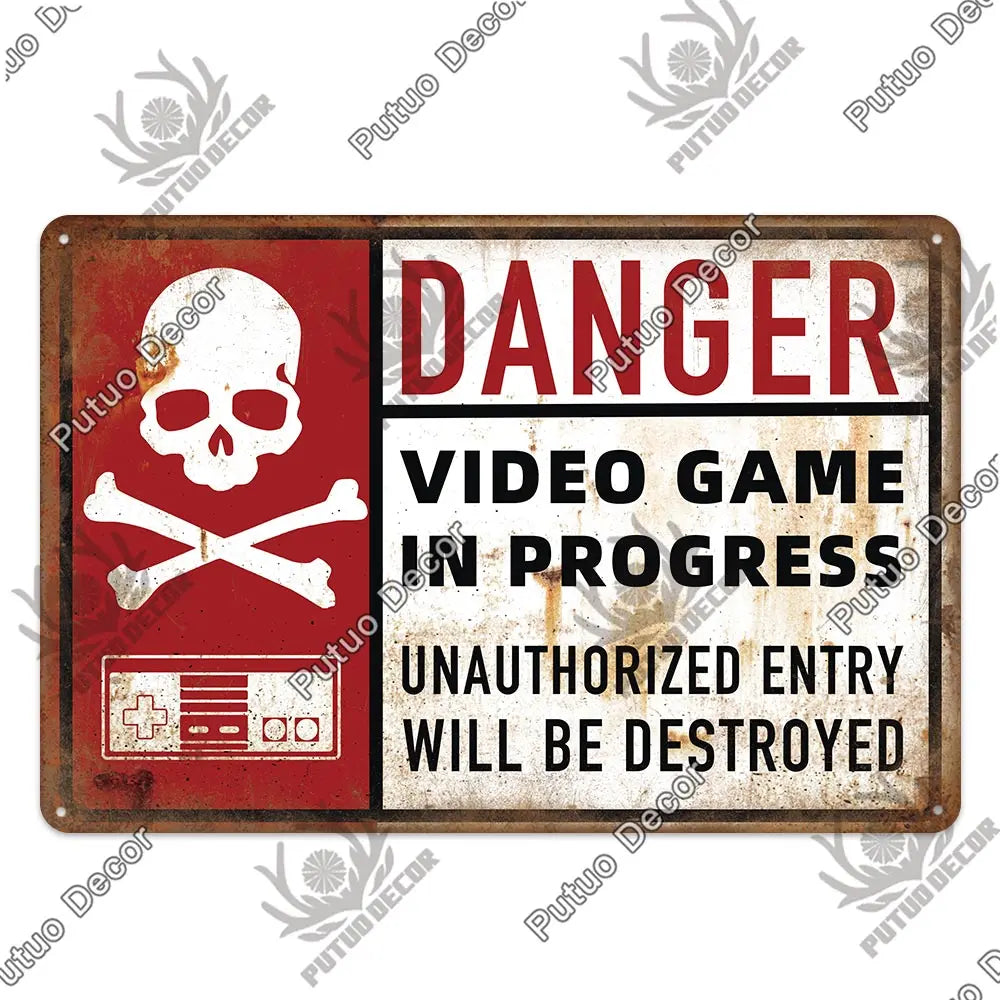 Funny Gamer Metal Signs