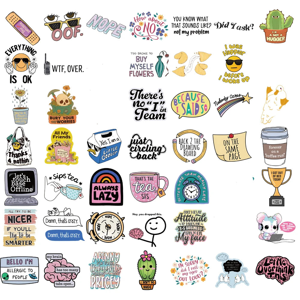 50PCS Funny Phrase Stickers