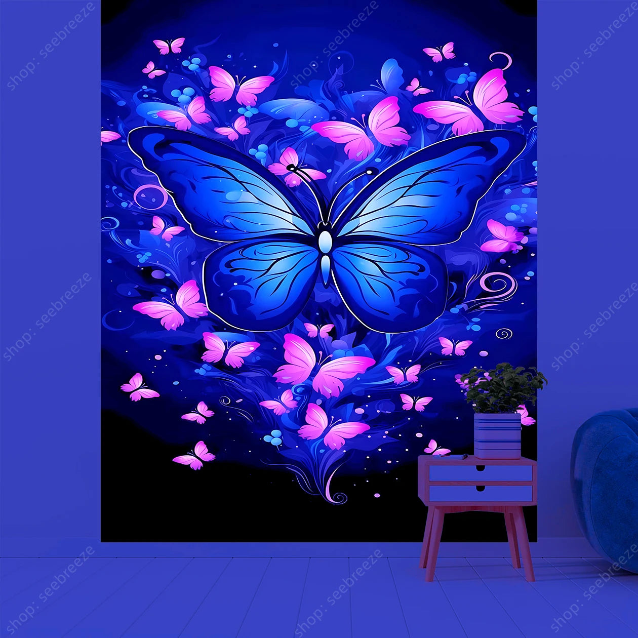 Butterfly UV Reactive Psychedelic Tapestries