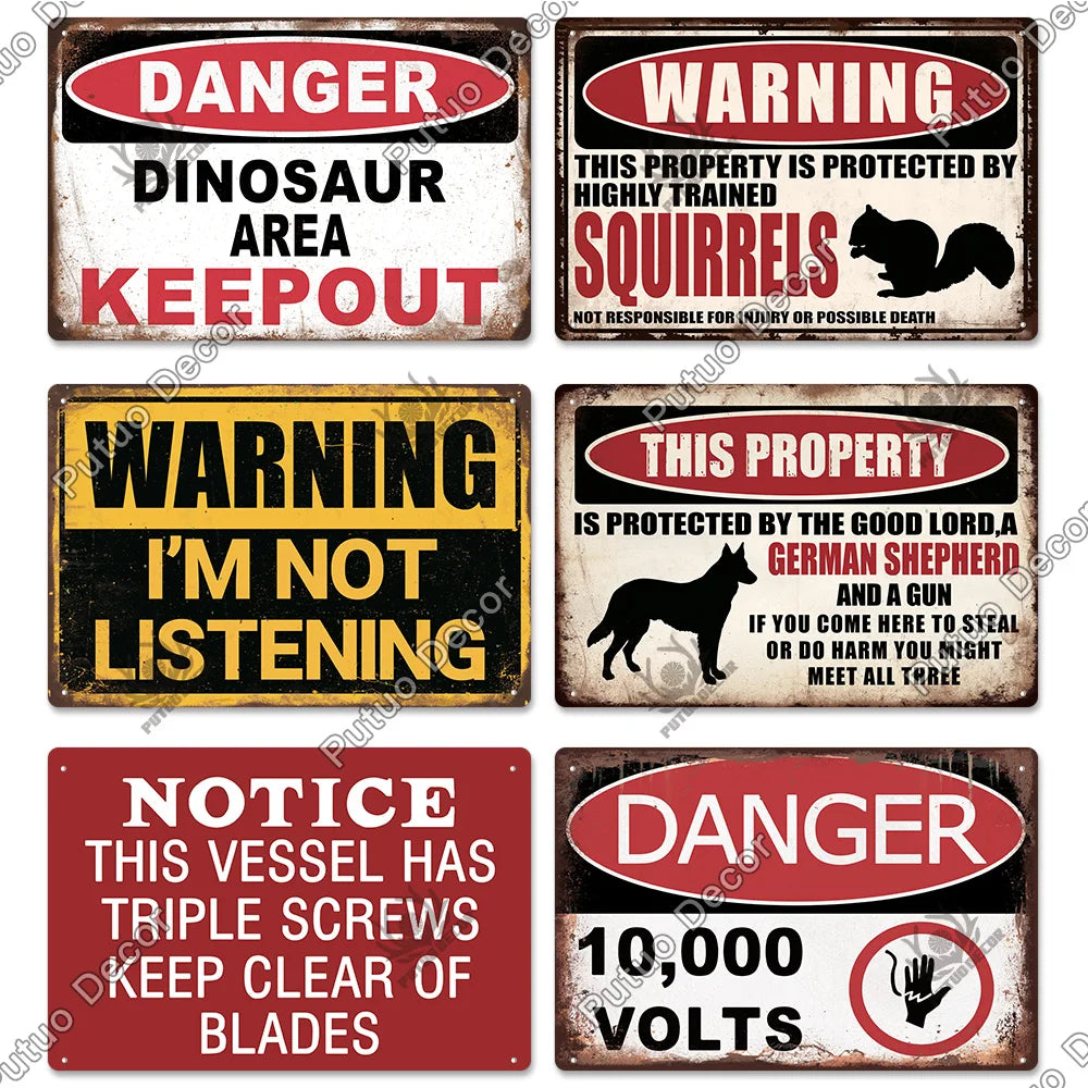 Warning/Danger Vintage Metal Signs