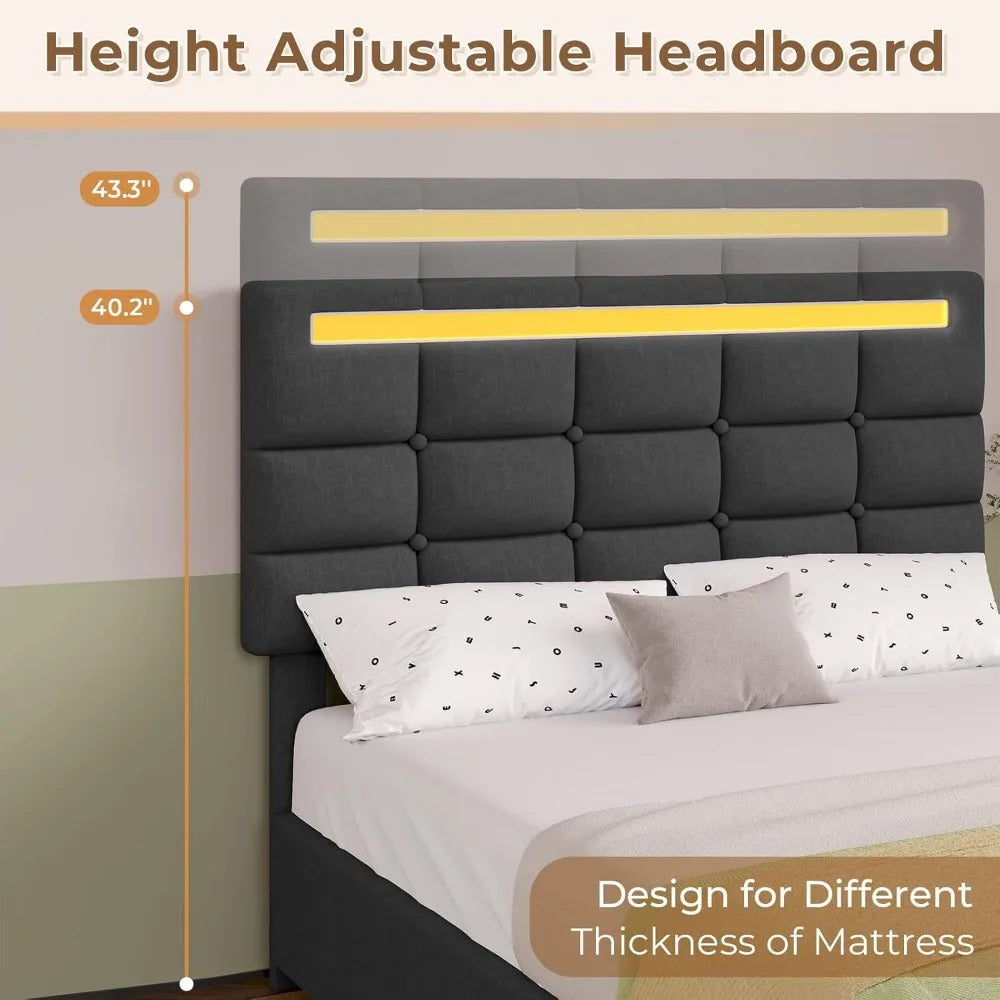 Cushy Bedframe with LED lights and charging station