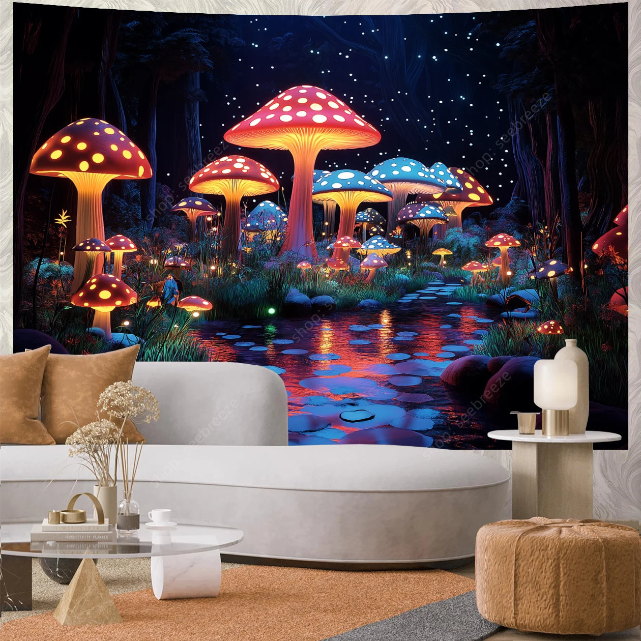 Mushroom Forest UV Reactive Tapestries