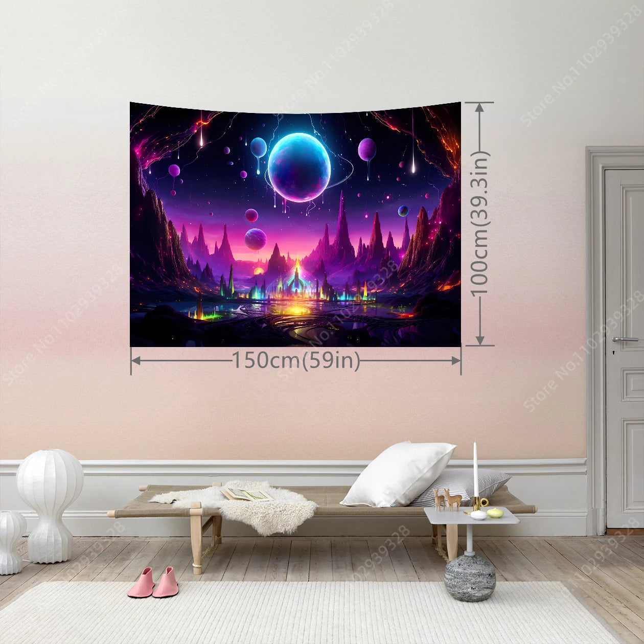 Galaxy Space Landscape UV Reactive Tapestries