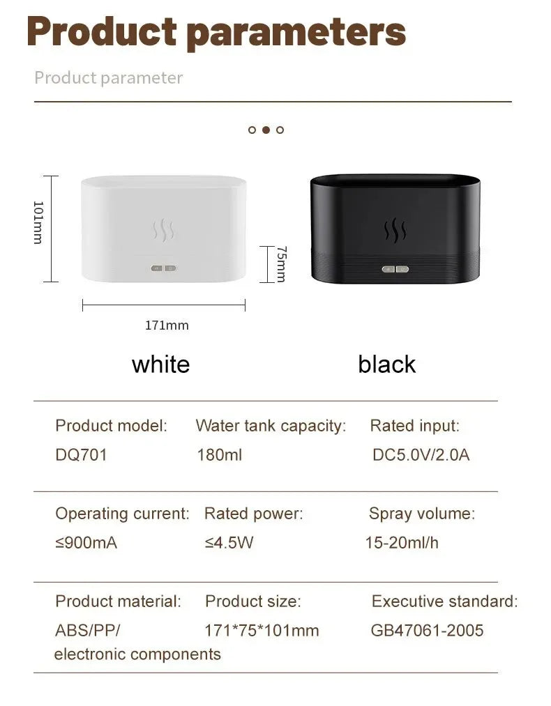 Flame Essential Oil Diffuser With LED