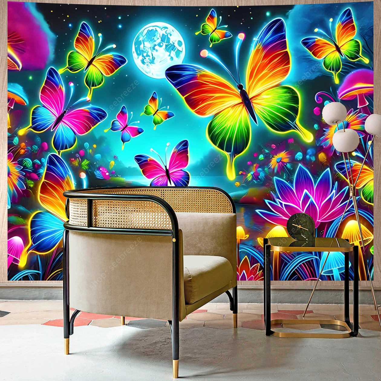 Butterfly UV Reactive Psychedelic Tapestries