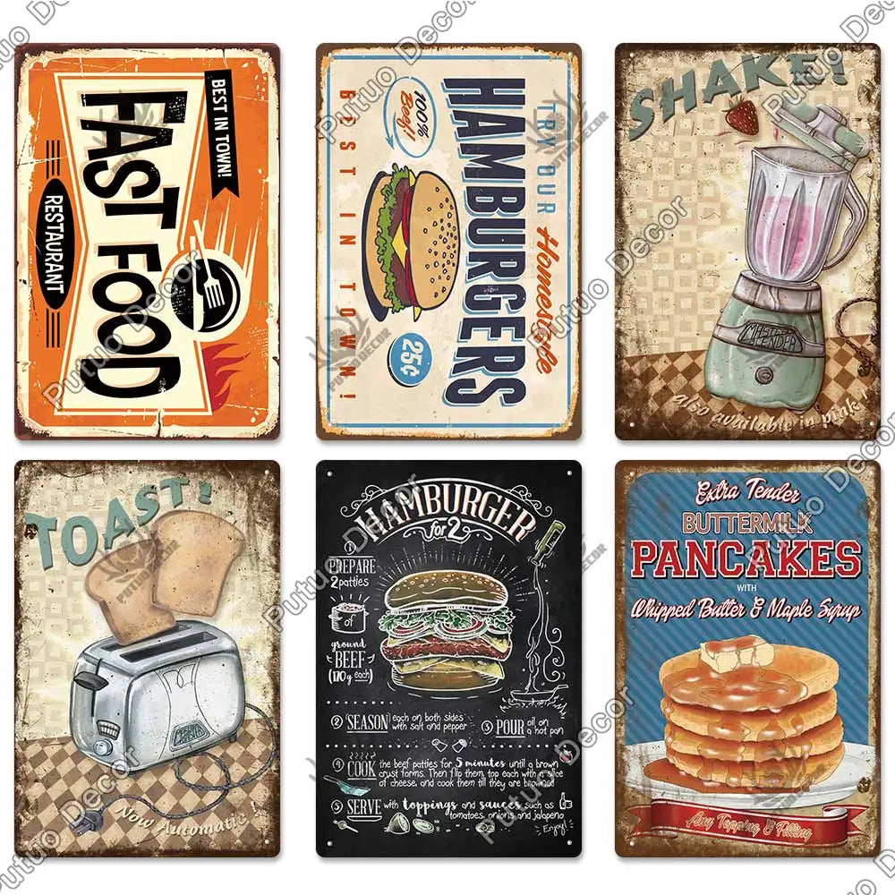 Vintage Restaurant Metal Signs