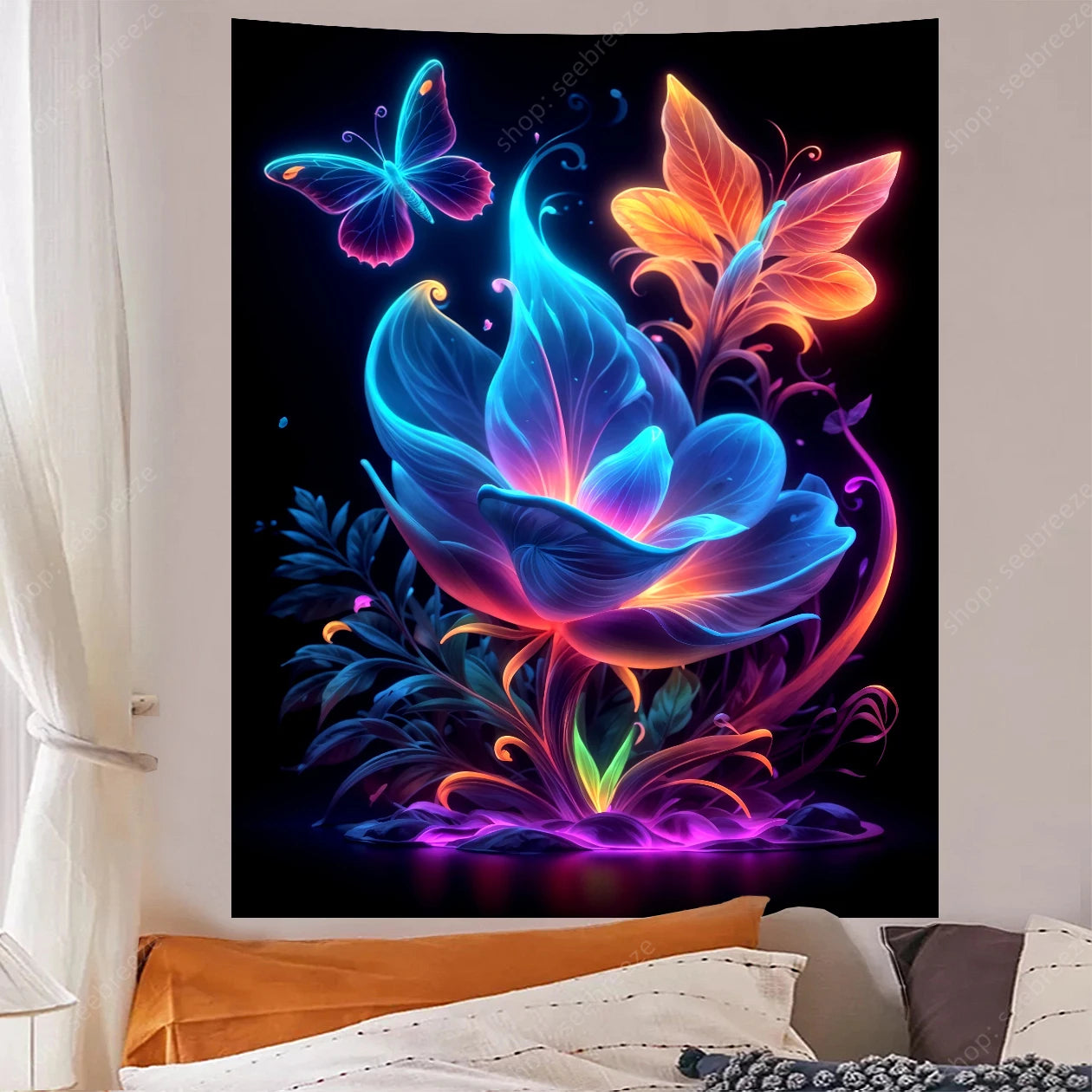 Butterfly UV Reactive Psychedelic Tapestries