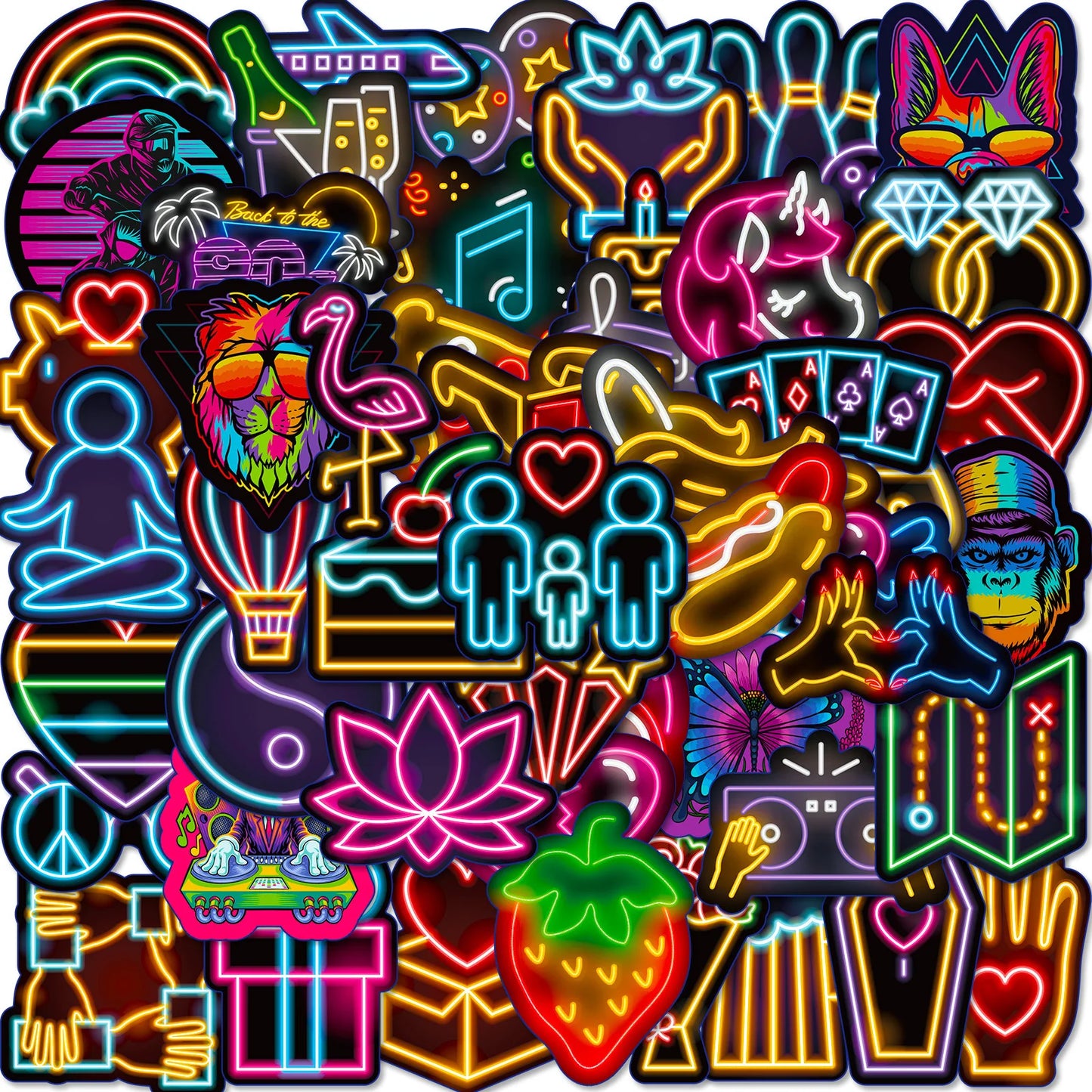 50pcs Cool Neon Graffiti Stickers
