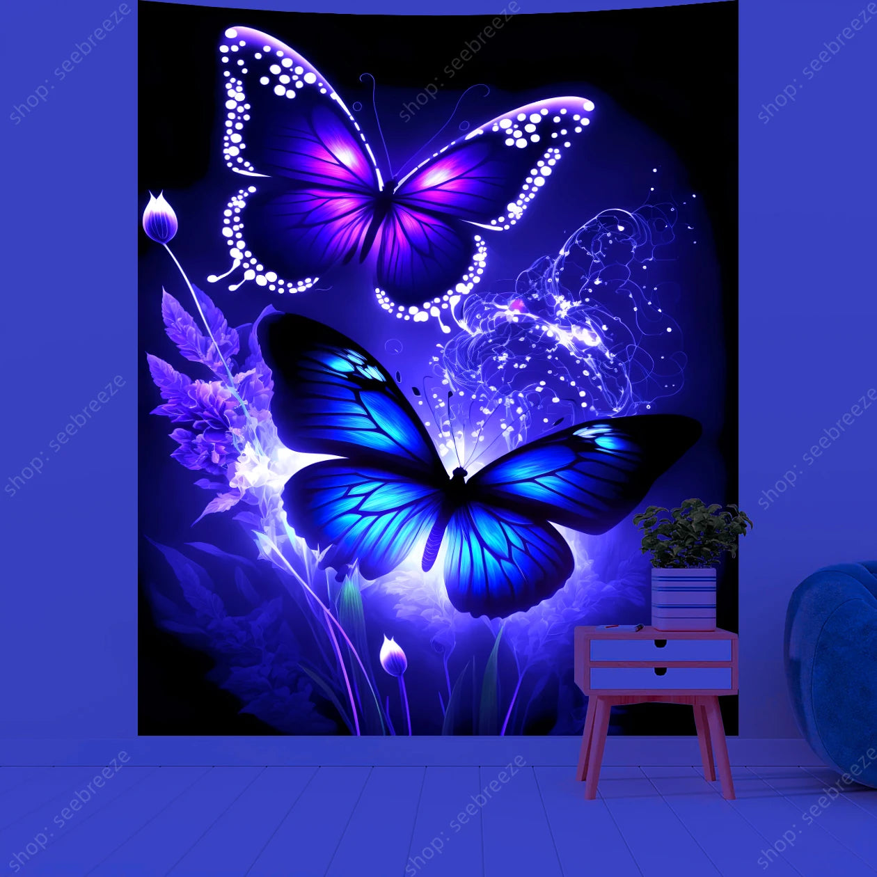 Butterfly UV Reactive Psychedelic Tapestries