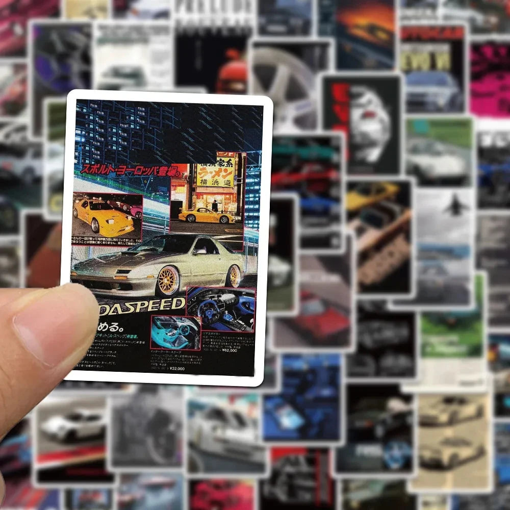 Retro Race Car Poster Stickers