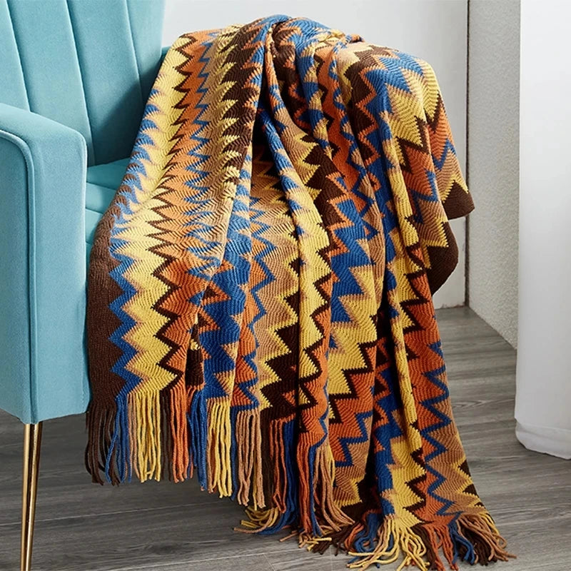 Heavy Knitted Blankets with Tassels