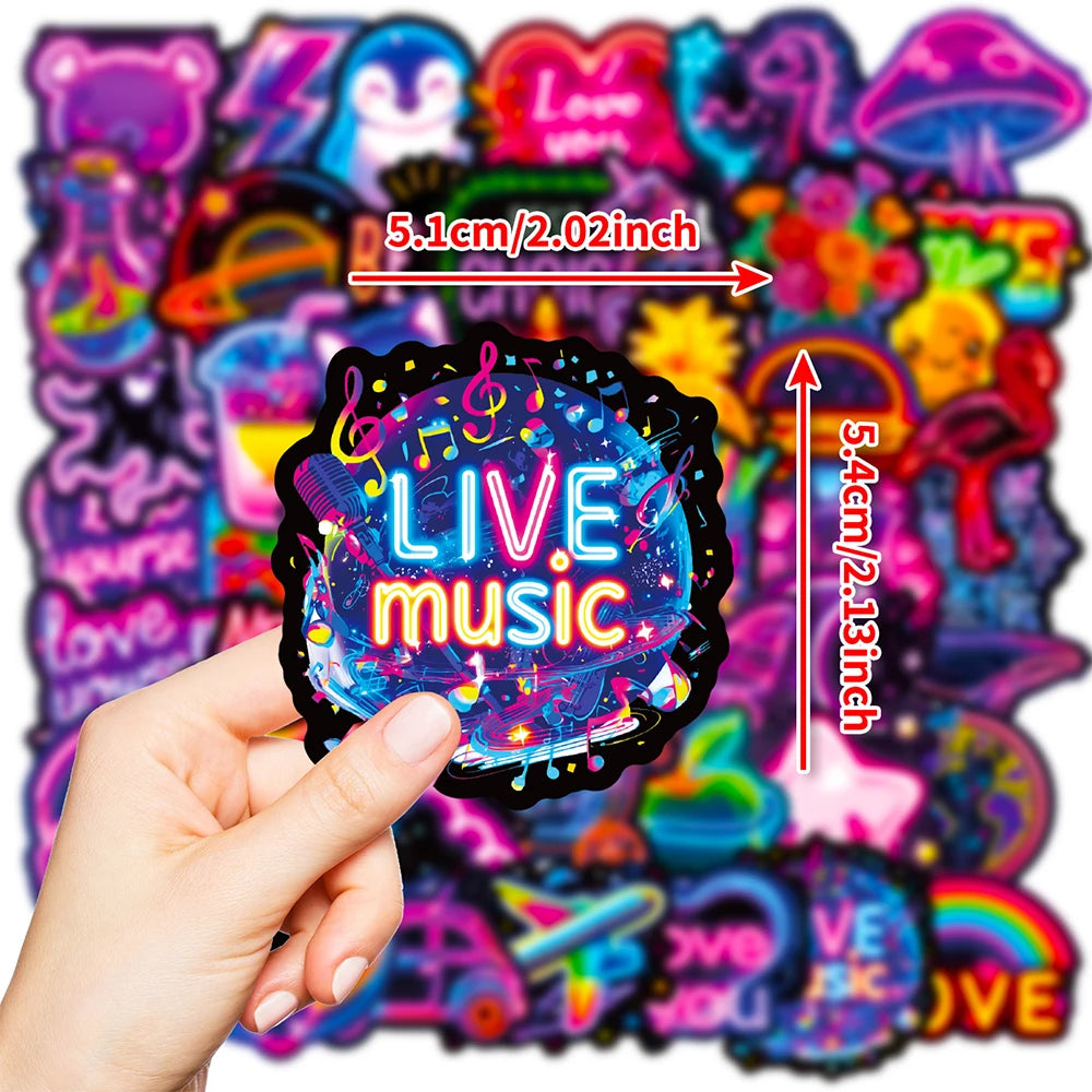 10/30/50pcs Cool Neon Light Stickers